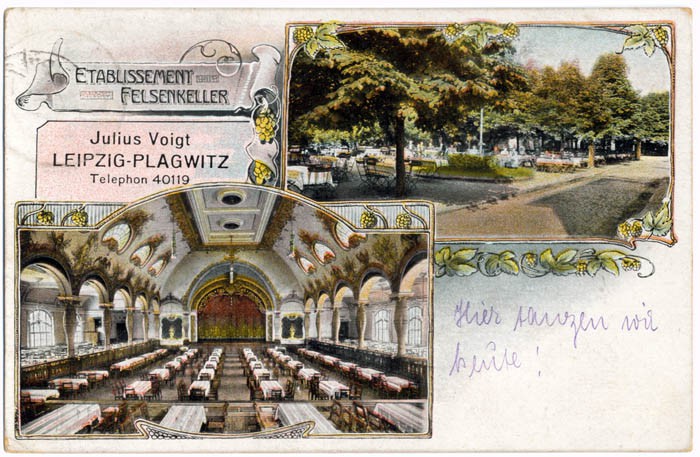 Etablissement Felsenkeller, Ansichtskarte um 1924