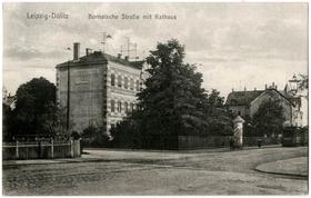 Zweite Schule von Dölitz, später Rathaus und Polizeiwache, Ansichtskarte um 1920, IfL: PKL-Doelitz014 Zweite Schule von Dölitz, später Rathaus und Polizeiwache, Ansichtskarte um 1920