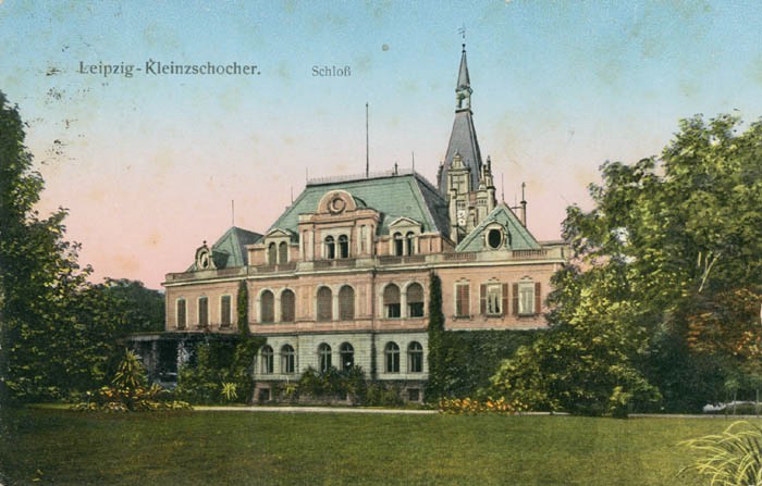 Das Herrenhaus, auch Schloss genannt, in Leipzig-Kleinzschocher, Ansichtskarte um 1920, IfL: PKL-KZsch015 Das Herrenhaus, auch Schloss genannt, in Leipzig-Kleinzschocher, Ansichtskarte um 1920