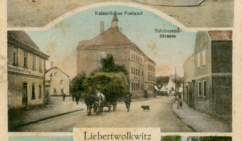 Liebertwolkwitz: Teichmannstraße mit Kaiserlichem Postamt, Ansichtskarte um 1913, IfL: PKL-Liebert029 Liebertwolkwitz: Teichmannstraße mit Kaiserlichem Postamt, Ansichtskarte um 1913