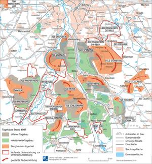 Tagebau im Leipziger Südraum, Stand und Planung 1987