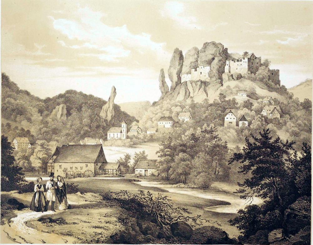 Streitberg: Lithografie von Theodor Rothbarth nach einer Zeichnung von Carl Käppel (1840)