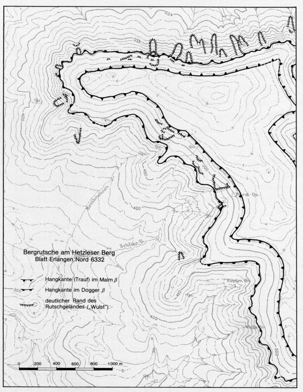 Abb. 5: Bergrutsche an der Nord- und Westseite des Hetzleser Berges