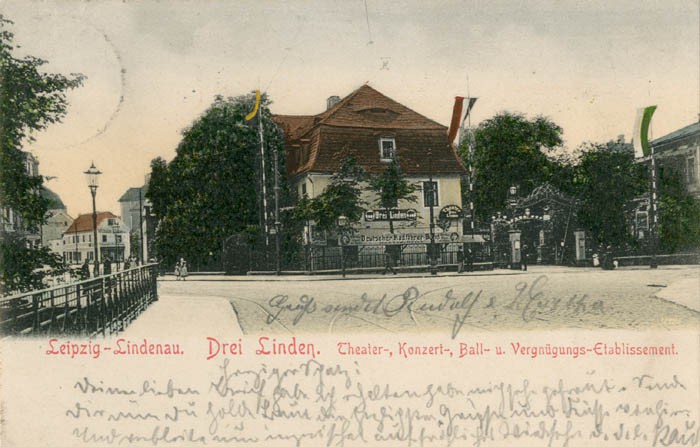 Gasthaus Drei Linden, Ansichtskarte um 1901