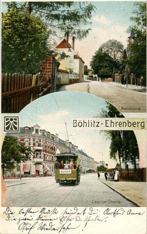 Auenstraße und Leipziger Straße, Ansichtskarte um 1915