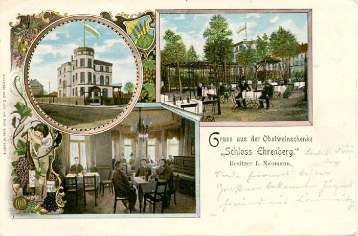 Obstweinschenke "Schloss Ehrenberg", Ansichtskarte um 1905