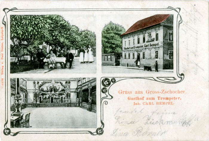 Gasthof Zum Trompeter, Ansichtskarte um 1915