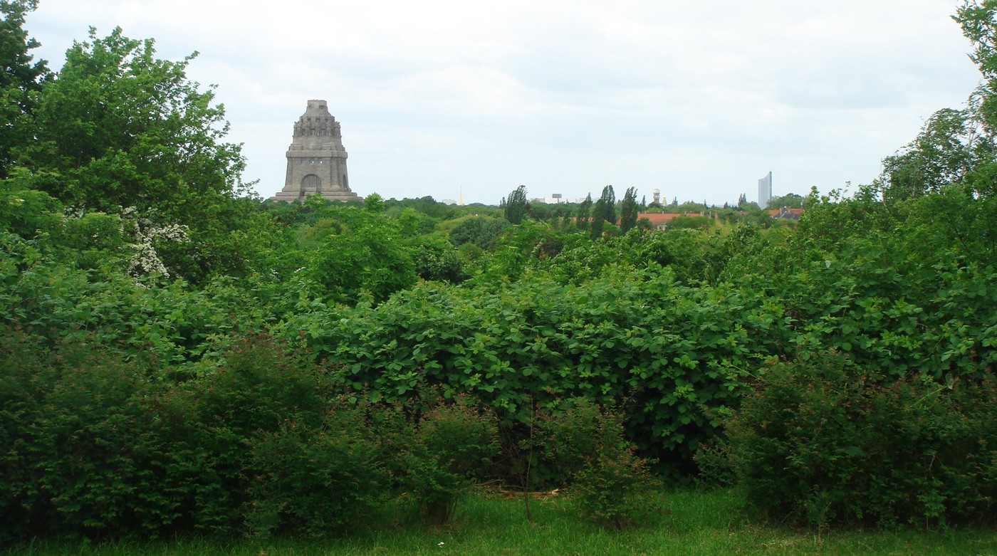 Blick vom Plateau auf Leipzig und das Völkerschlachtdenkmal