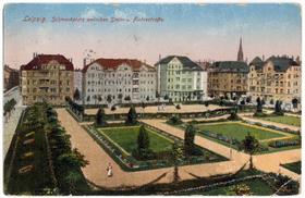 Schmuckplatz zwischen Stein- u. Fichtestraße, Ansichtskarte um 1925