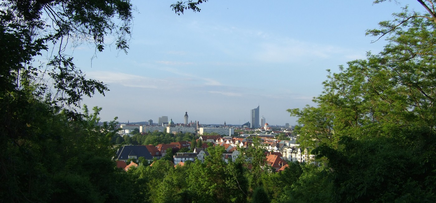 Blick vom Fockeberg auf Leipzig und die Südvorstadt