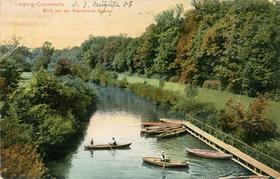 Leipzig-Connewitz: Blick von der Raschwitzer Brücke. Ansichtskarte von ca. 1917
