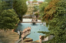 Germaniabad. Herren-Schwimmbad. Ansichtskarte von ca. 1910