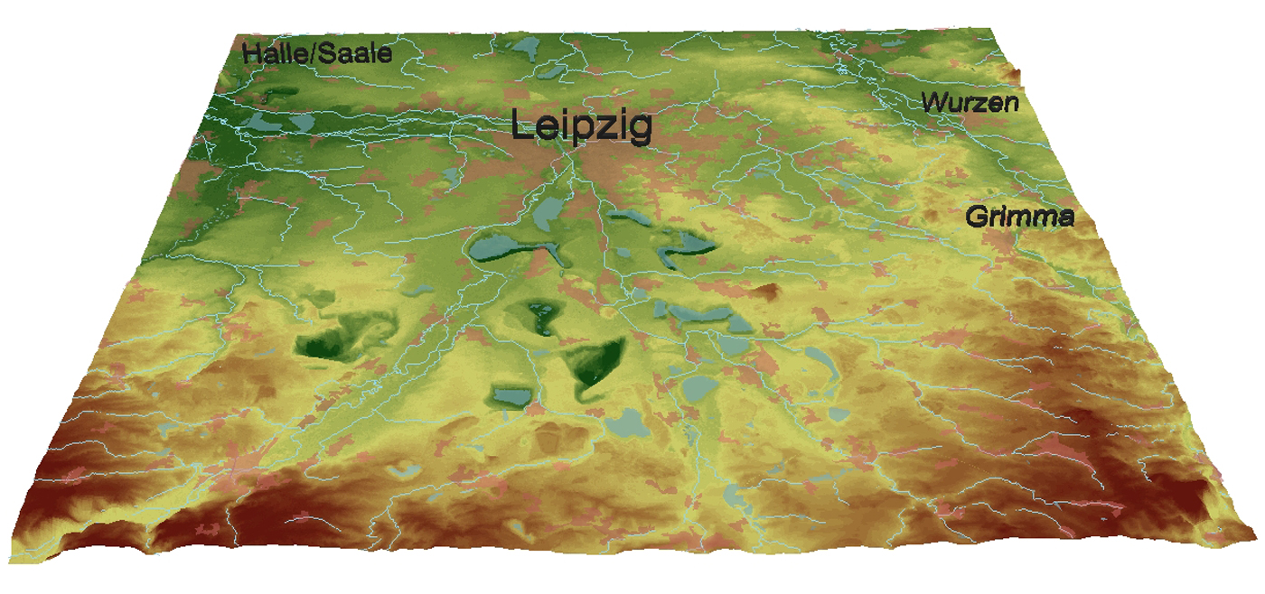 3-D-Bild der Landschaft um Leipzig