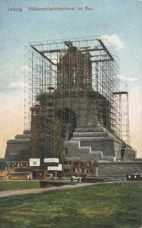 Völkerschlachtdenkmal im Bau, Ansichtskarte, ca. 1910