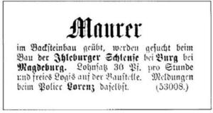 Zeitungsanzeige 1886