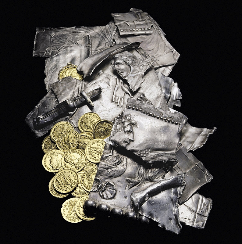Auswahlensemble zum Schatzfund von Großbodungen, Münzen und Silberfragmente