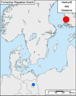Abb. 16: Herkunftsgebiete von Rapakiwi-Graniten vom finnischen Festland.