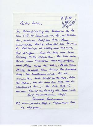 Abb. 32: Schreiben Konrad Naumanns an Erich Honecker, 7. November 1985
