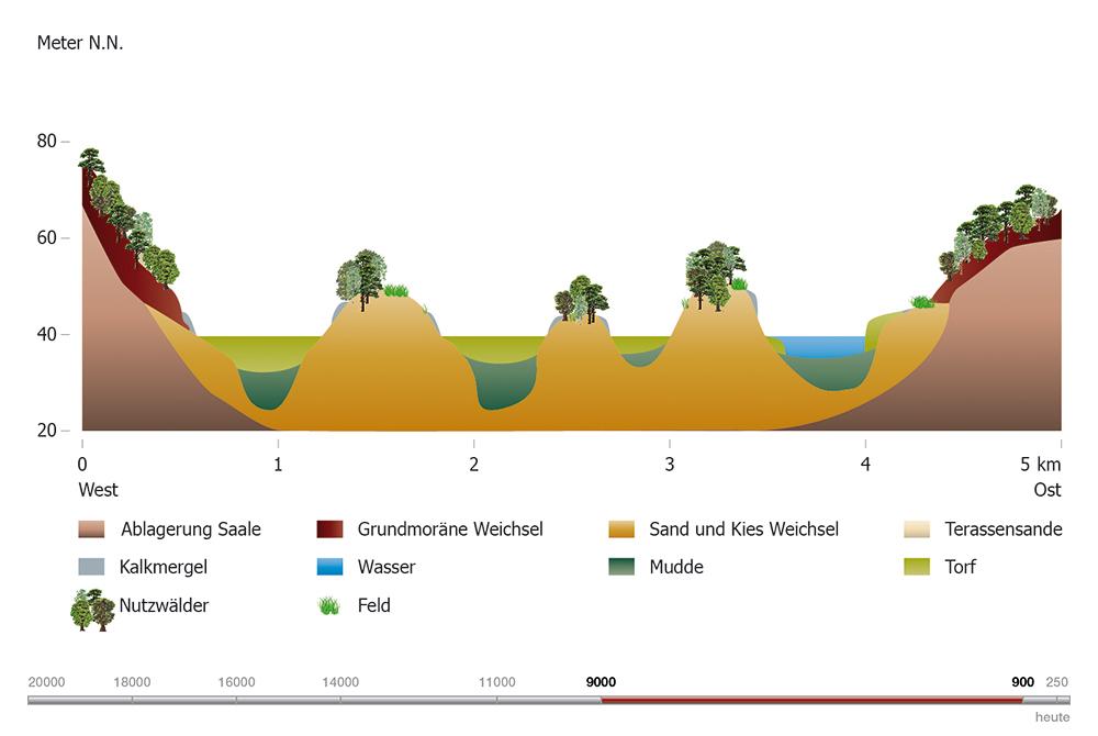Abb. 4, Grafik 6: Aus Seen werden Moore – aus Wäldern erste Äcker (9000–900 Jahre vor heute)