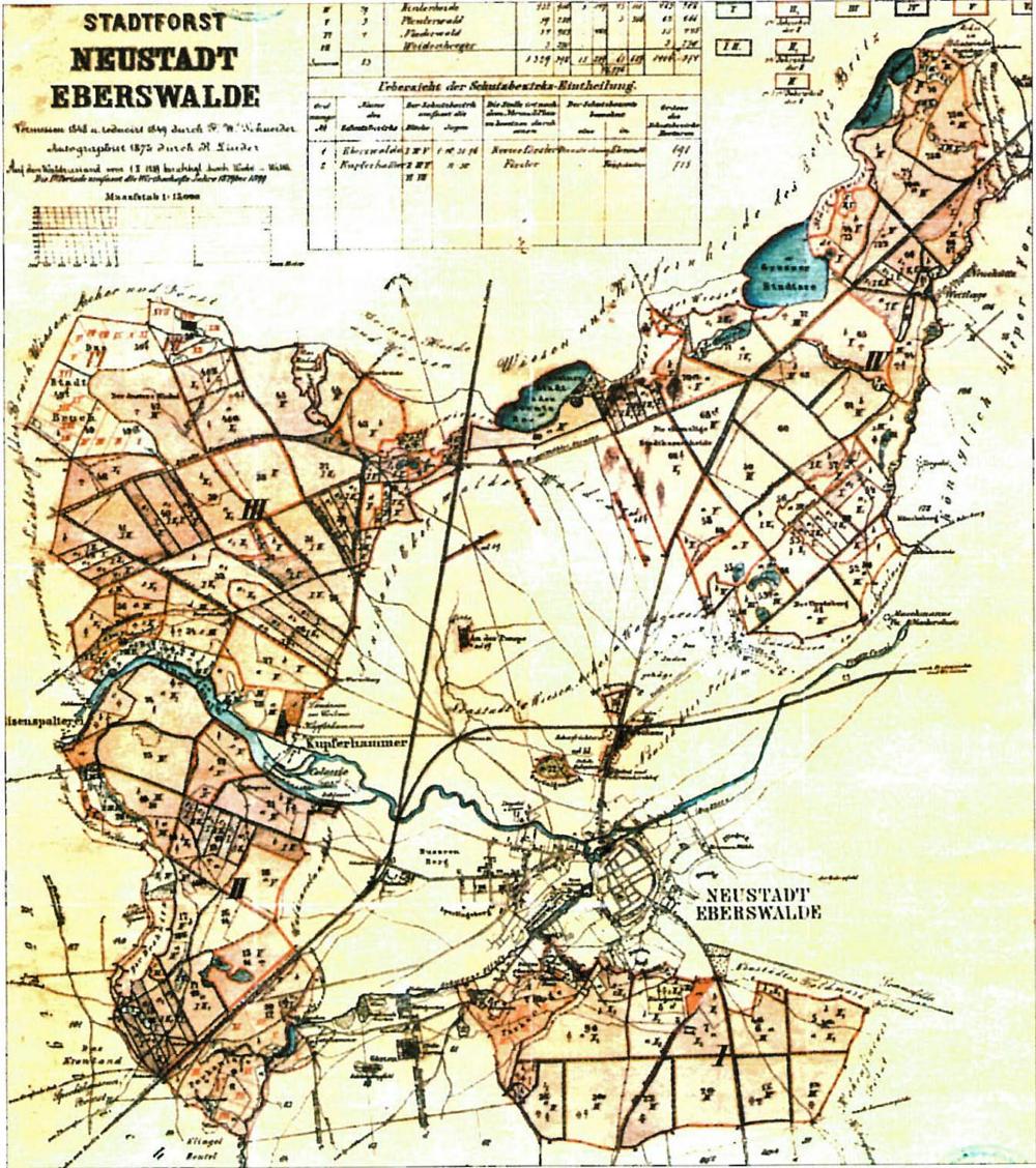 Abb. 2: Karte des Stadtforstes Eberswalde aus dem Jahr 1899