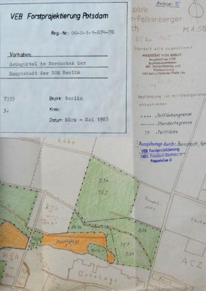 Abb. 1: Auszug aus der Bepflanzungskonzeption Grüngürtel im Nordosten von Berlin, VEB Forstprojektierung Potsdam, 1985