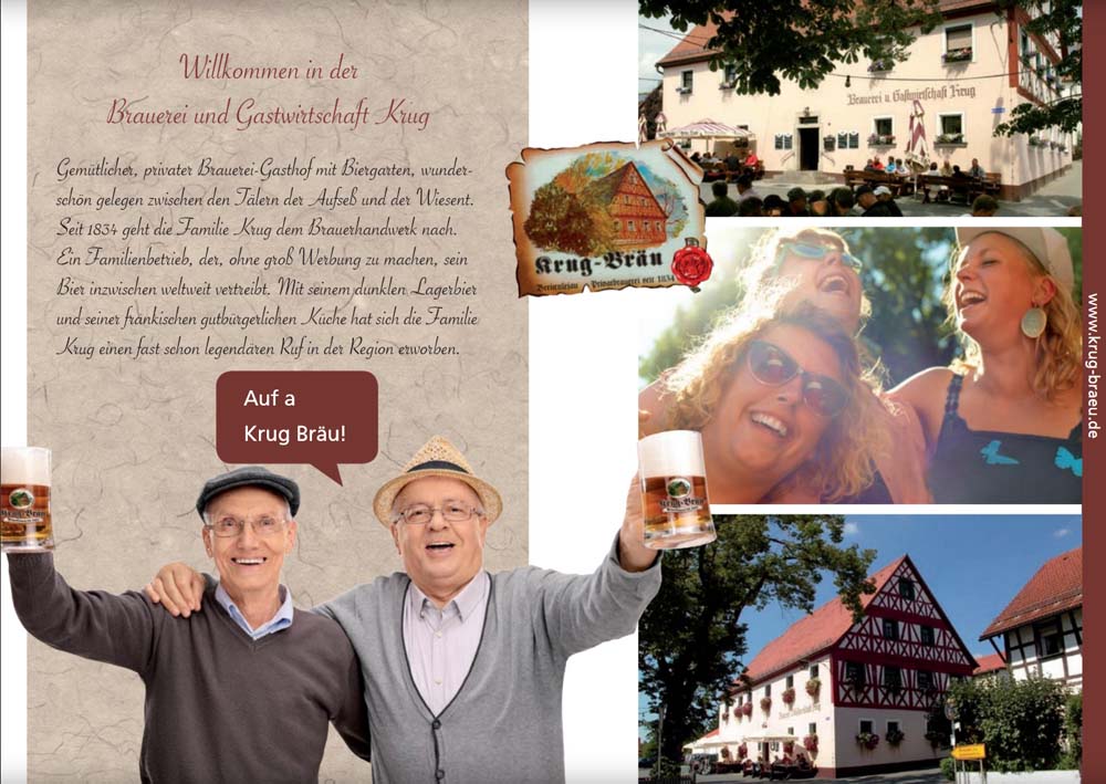 Abb. 19: Präsentation von Krugbräu (Breitenlesau) in der Werbebroschüre Brauereiwandern in Waischenfeld der Städtischen Touristinformation Waischenfeld