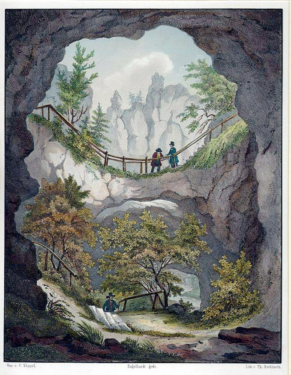 Die Riesenburg: Lithografie von Theodor Rothbarth nach einer Zeichnung von Carl Käppel (1840)