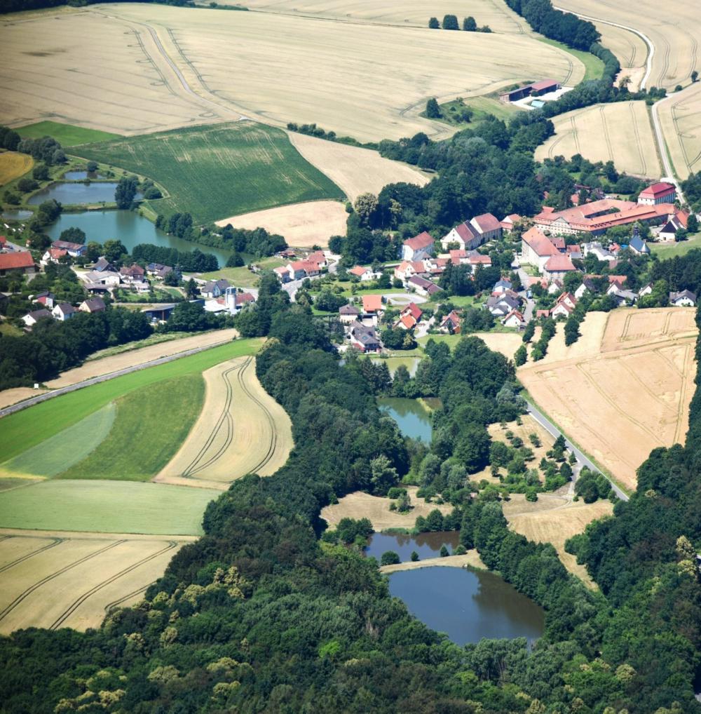 Abb. 1: Noch heute bestehen oberhalb der Ortschaft Klosterlangheim zahlreiche Fischteiche.