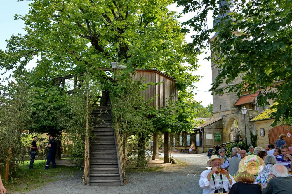 Abb. 20: Die Tanzlinde von Limmersdorf während der Kirchweih im August.