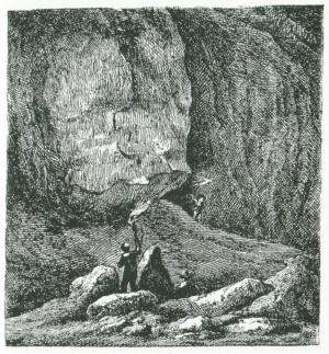 Abb. 4: Die Moggaster Höhle nach einem Kupferstich von Friedrich Wilhelm von Brandenstein