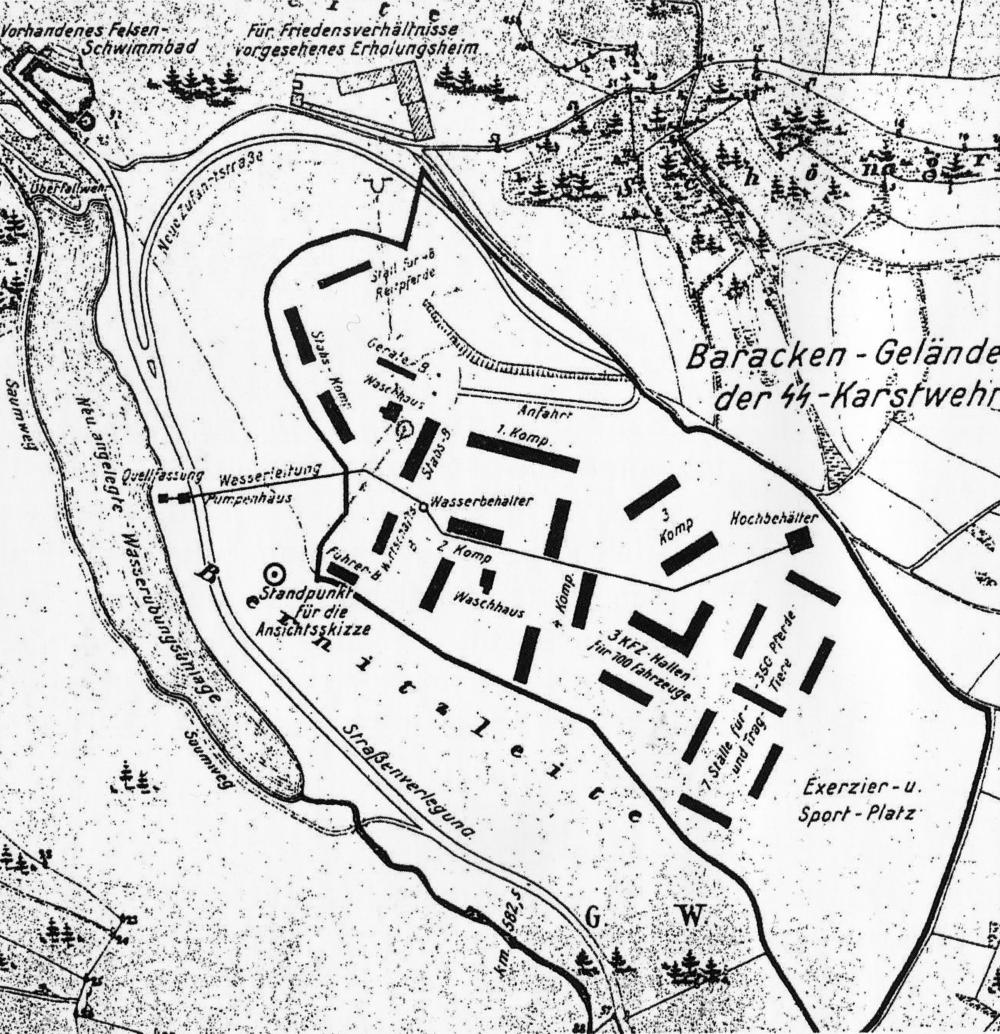 Abb. 16a: Der Plan des SS-Karstwehrlagers bei Pottenstein