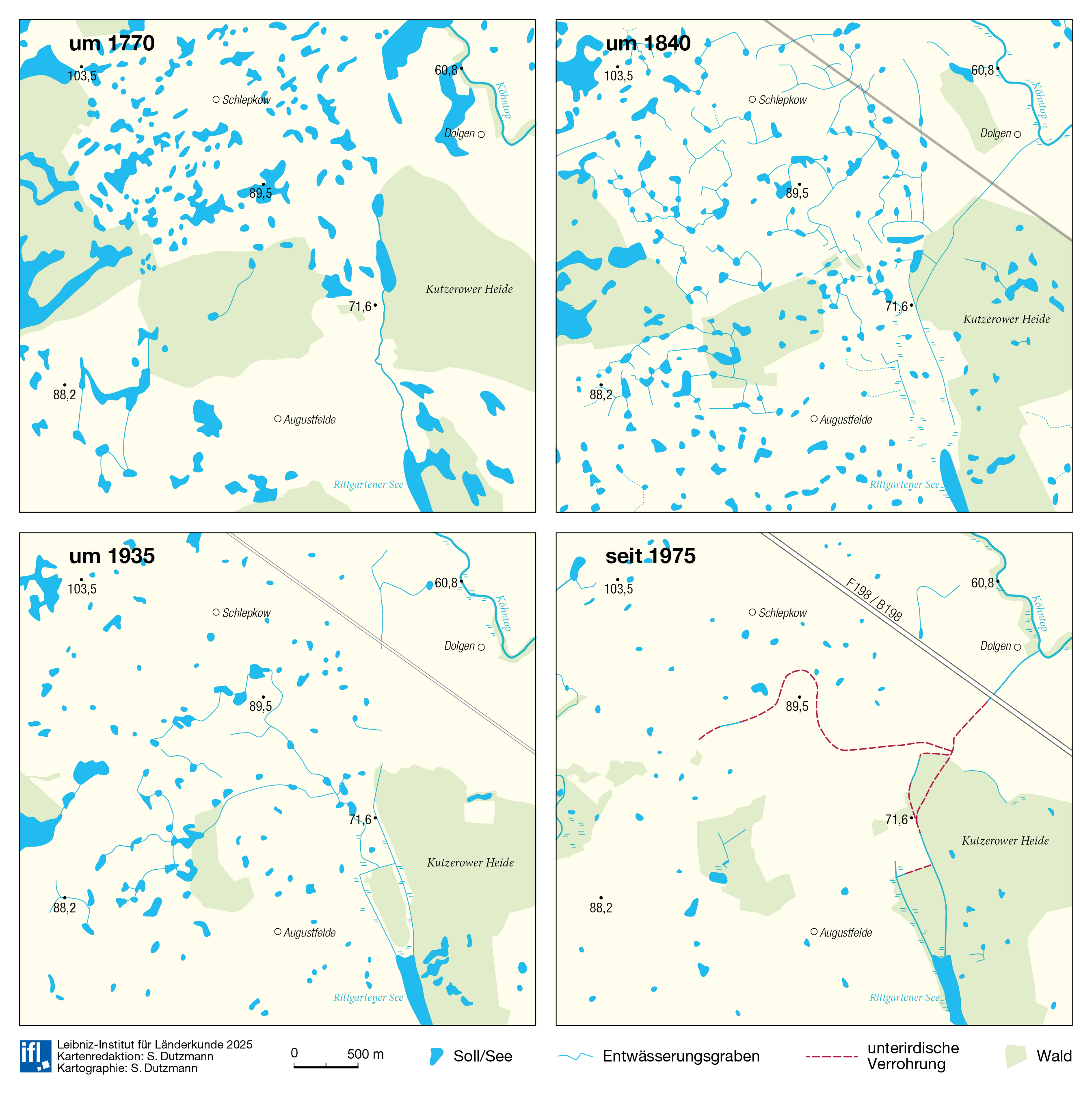 Abb. 2: Sölle, die durch Meliorationen entwässert wurden