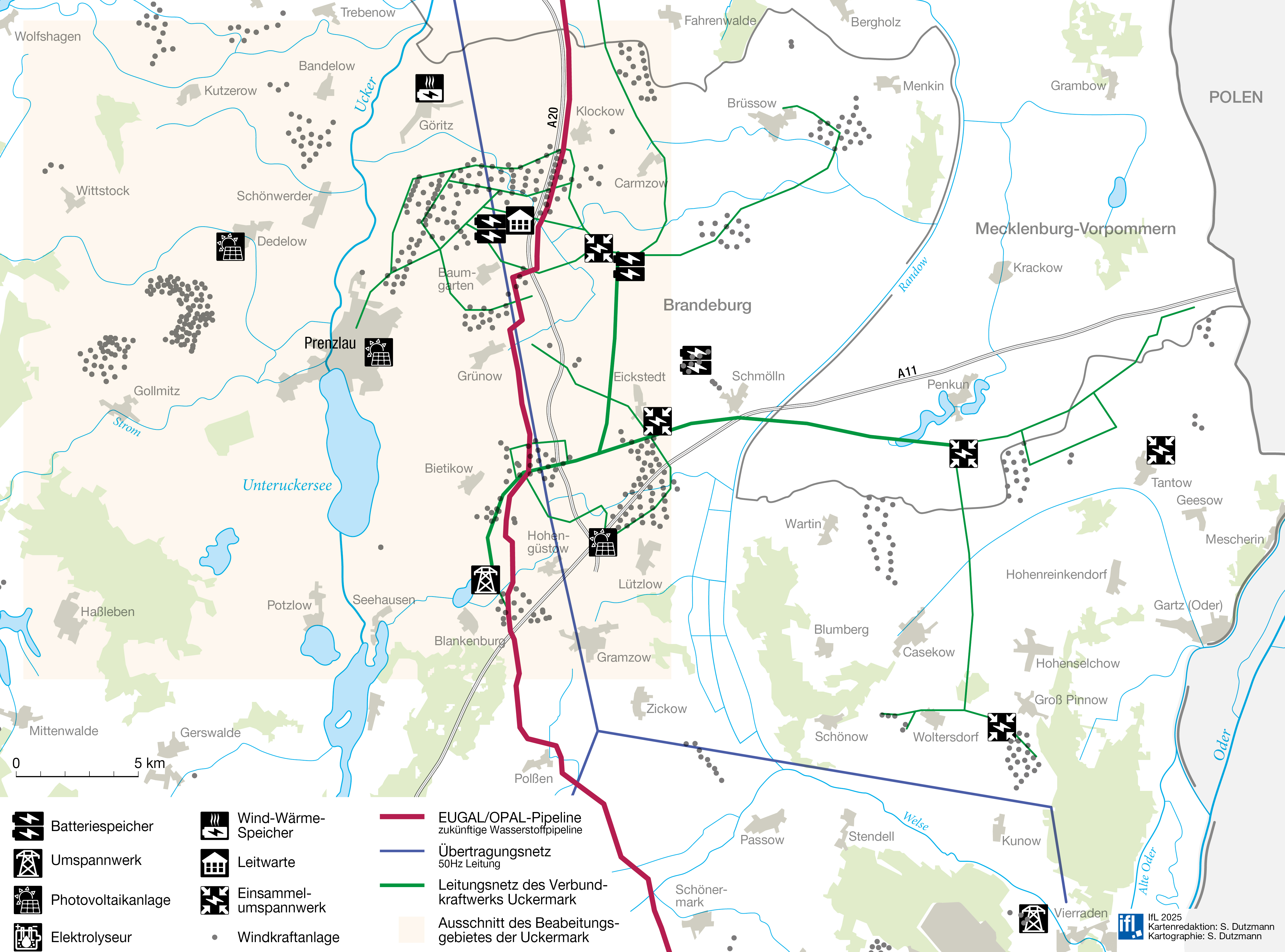 Abb. 1: Standorte des Verbundkraftwerks Uckermark