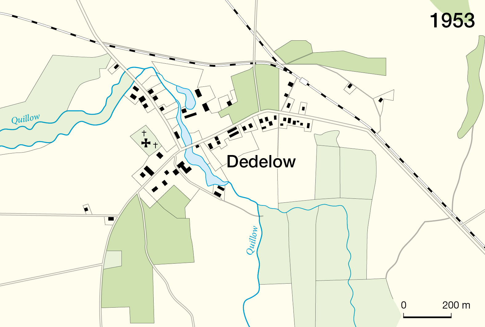 Bauliche Entwicklung des Dorfes Dedelow 1953