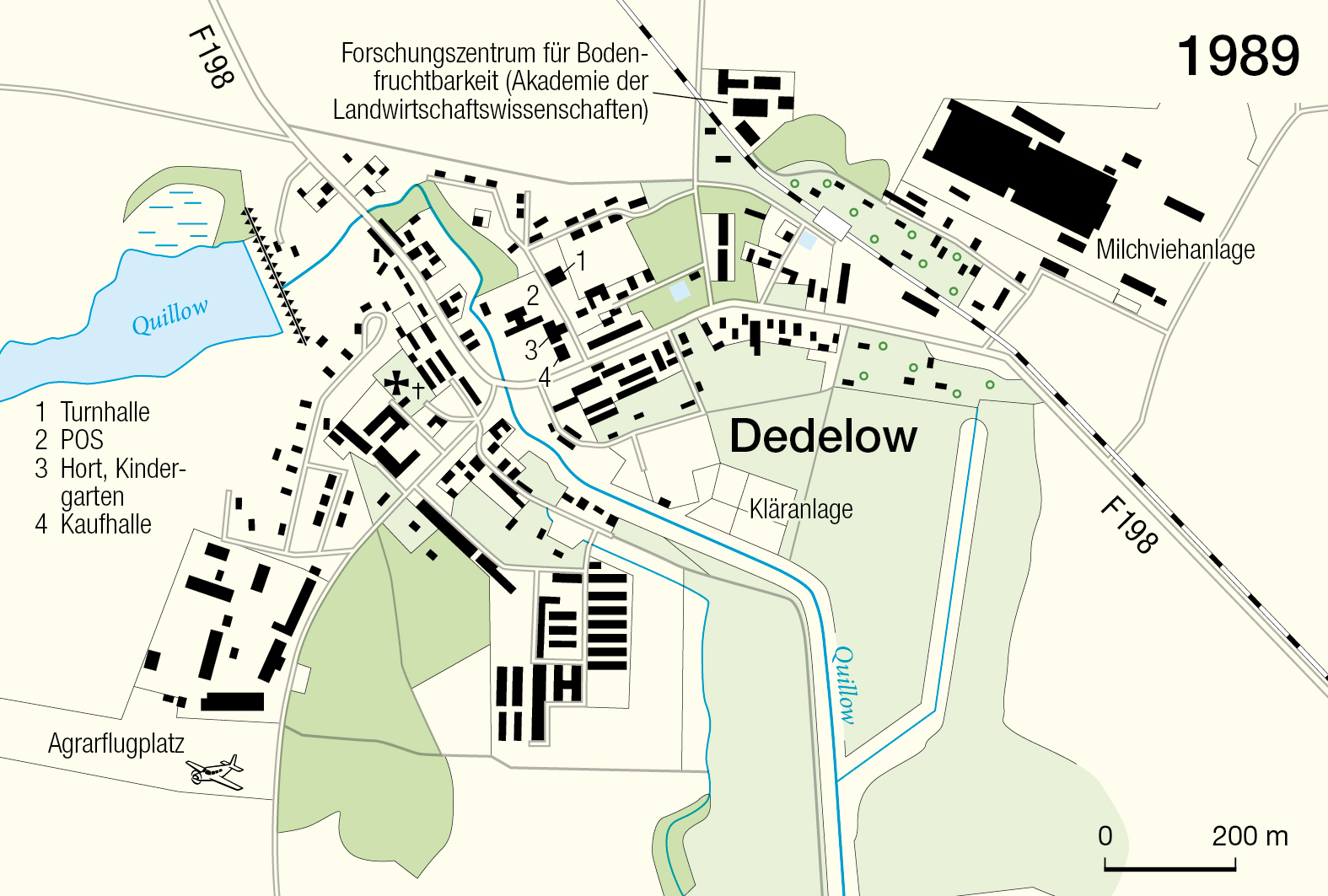 Bauliche Entwicklung des Dorfes Dedelow 1989