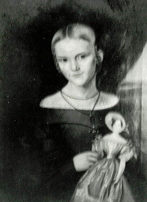 Abb. 28: Albert (1822–1893) und Julie Keibel, geb. Lindenberg-Damme (1834-1904), gemalt als Verlobte. Die Originale dieser Ölbilder hingen in Ludwigsburg und sind 1945 verloren gegangen.