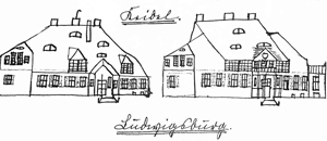 Abb. 72: Zur Jahrhundertfeier erschien auch eine Zeitung. Sie erzählt gekürzt die Geschichte Ludwigsburgs und zeigt eine Skizze des Ludwigsburger Gutshauses vor und nach dem Umbau 1911.